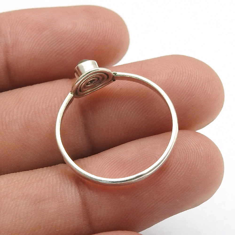 Crown Chakra Round Natural Amethyst Ethnic Band Ring Solid Sterling Silver