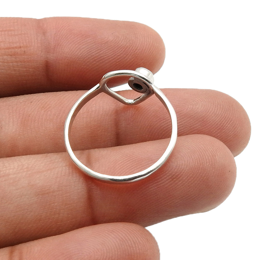 Crown Chakra Amethyst Gemstone 925 Sterling Silver Triangle Band Bezel Ring