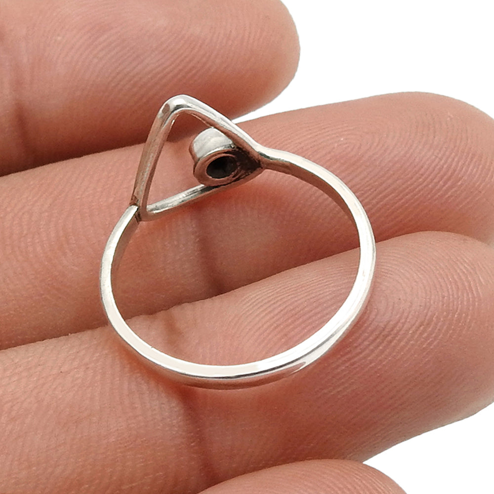 Rainbow Moonstone Gemstone Solid Silver Birthday Triangle Band Bezel Ring