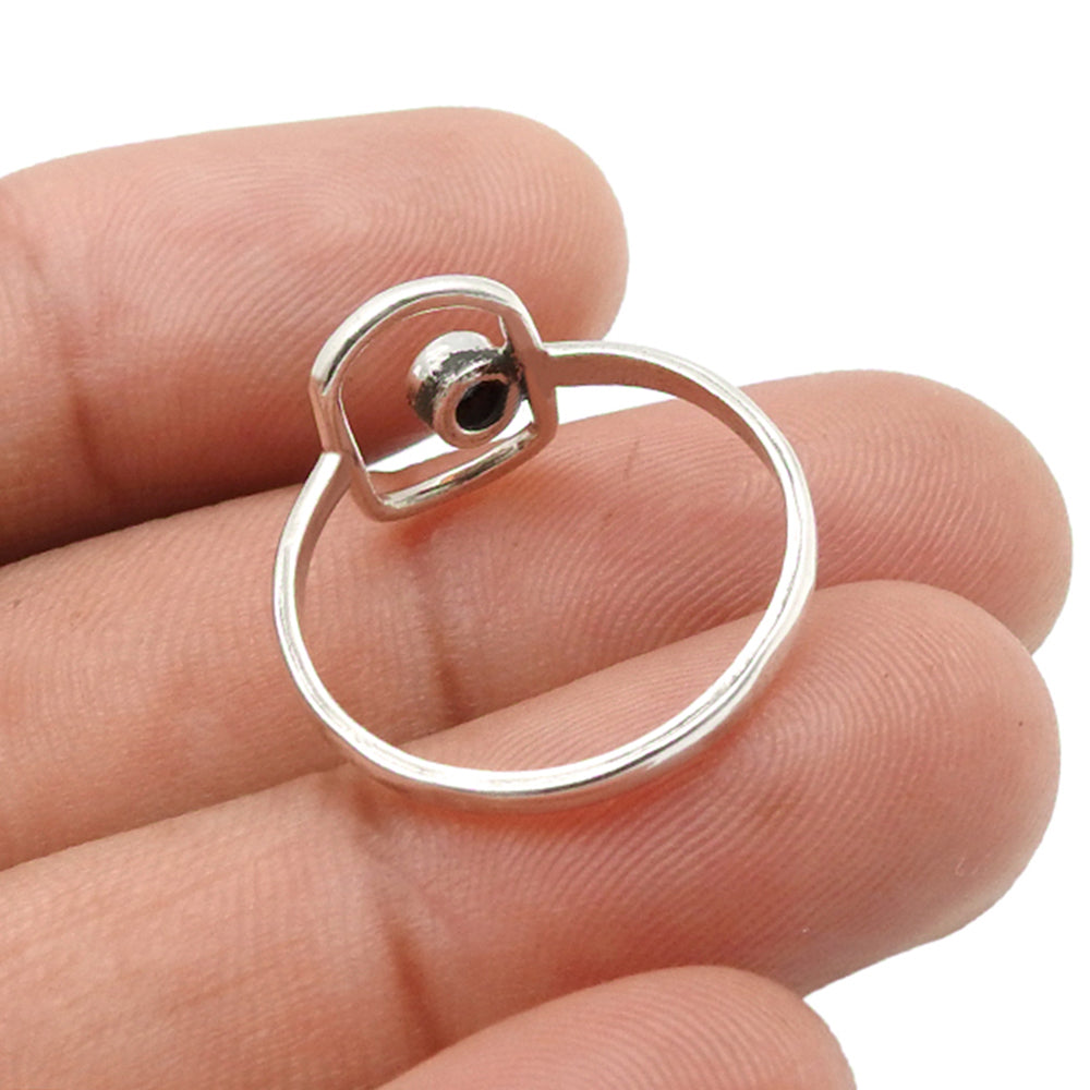 Round Green Onyx Stone 925 Silver New Band Daughter Statement Bezel Promise Ring