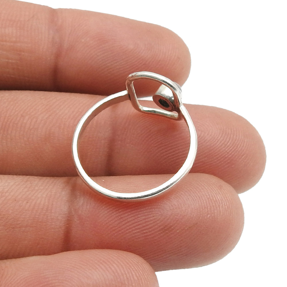 Natural Rainbow Moonstone Boho Band Art Deco Ring Solid Sterling Silver