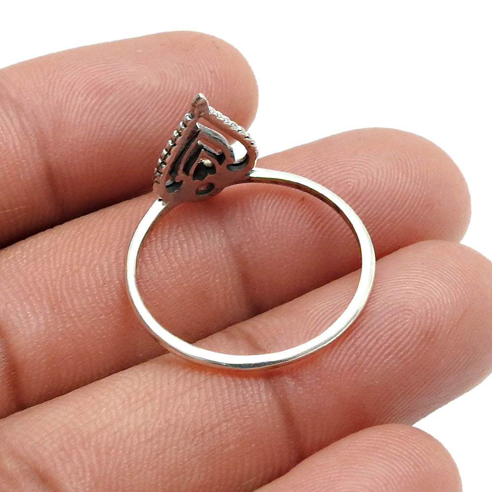 Natural Garnet 925 Silver Wedding Crown Elegant Mother Band Bezel Ring