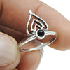 Round Black Onyx Gemstone Daughter Crown Bezel Band Ring 925 Solid Silver