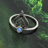 Natural Rainbow Moonstone Band Artisan Crown Ring Solid Sterling Silver