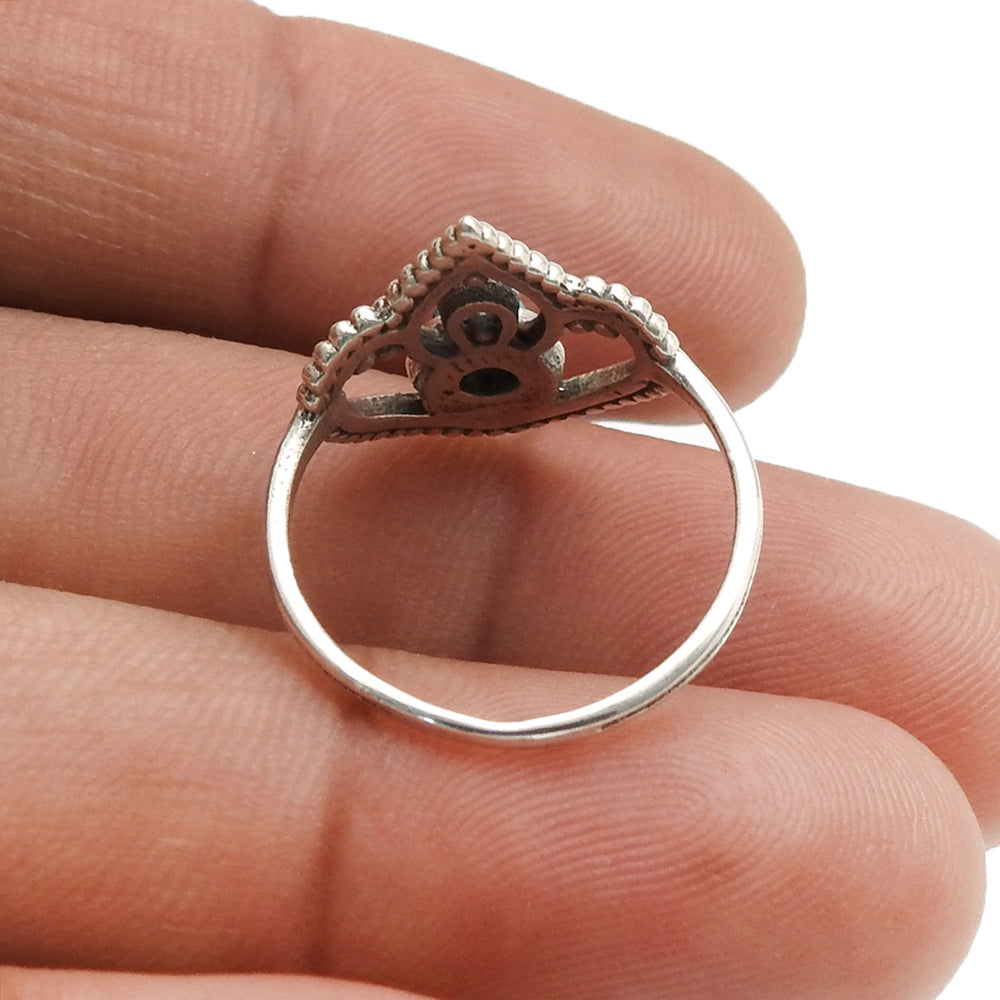 Rainbow Moonstone Gemstone Bezel Crown Daughter Band New Ring Solid Silver