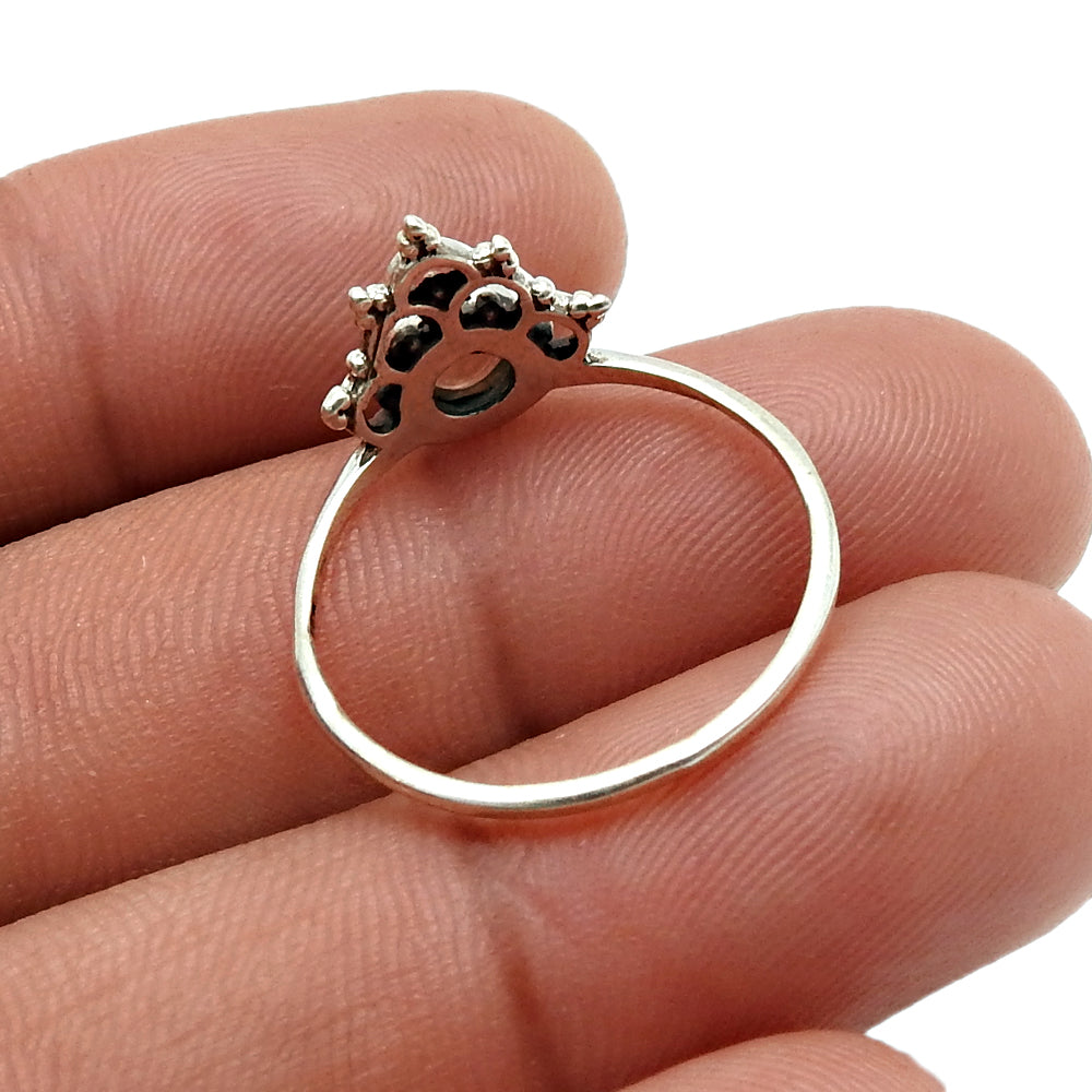 Round November Citrine Stone Band Mother Crown Ring 925 Sterling Silver