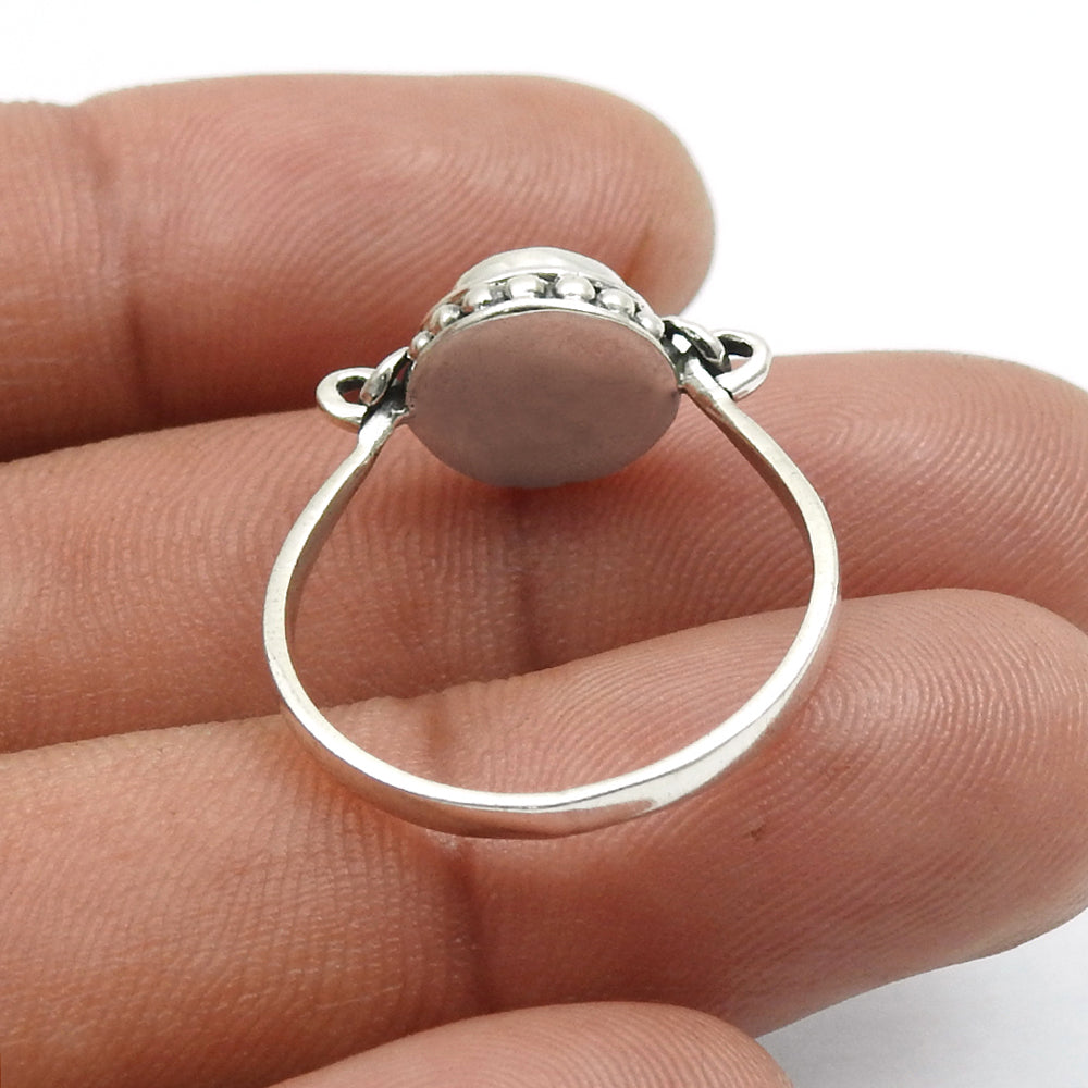 Sterling Silver Round Natural Larimar Cocktail Throat Chakra Boho New Ring