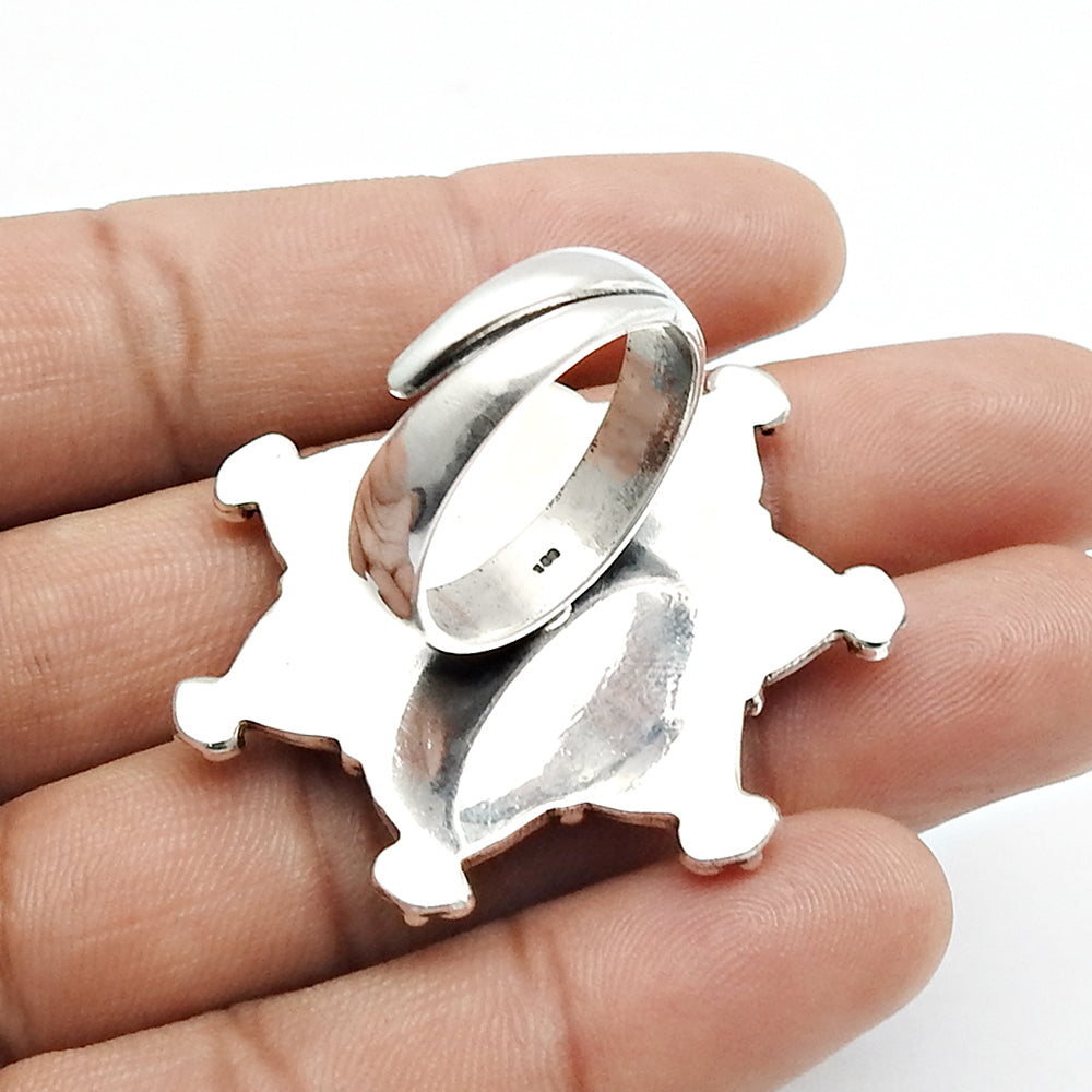 Glass Gemstone Ring 925 Sterling Silver Vintage Jewelry