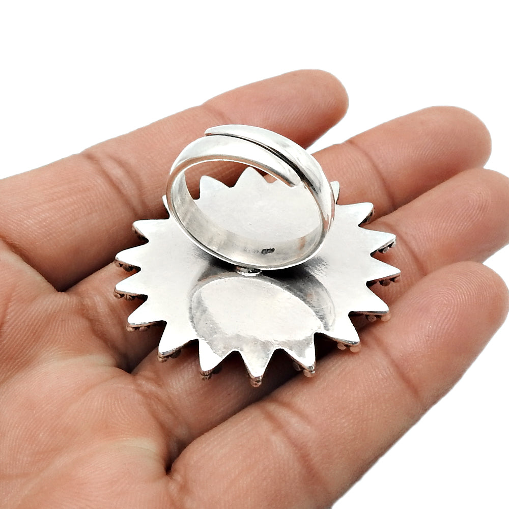 Natural Green Onyx Artisan Cocktail Statement Ring Solid Sterling Silver