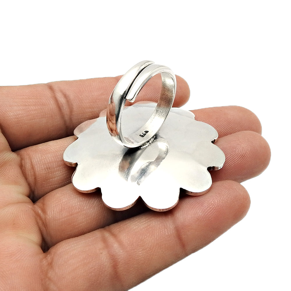 Natural Turquoise Boho Antique Artisan Cocktail Statement Ring 925 Silver