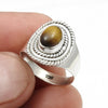 Sacral Chakra Tiger Eye Stone 925 Silver Ethnic Cocktail Ring