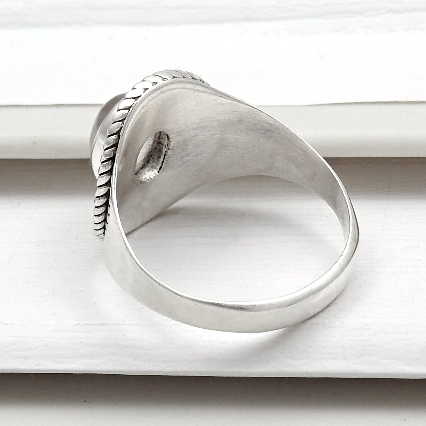 Oval Rose Quartz 925 Sterling Silver Statement Bezel Ring