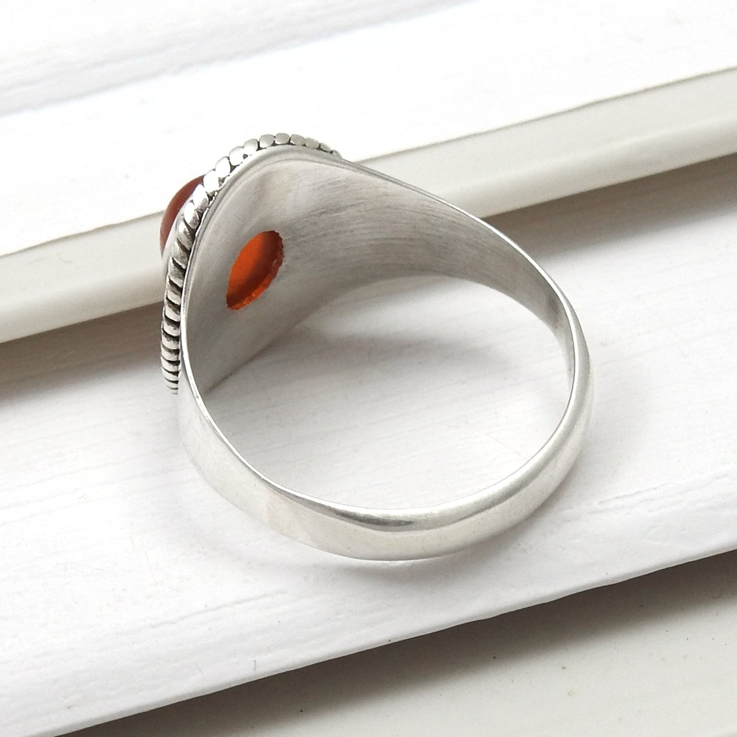 Women Gift Oval Natural Carnelian Solid 925 Silver Cocktail Ring