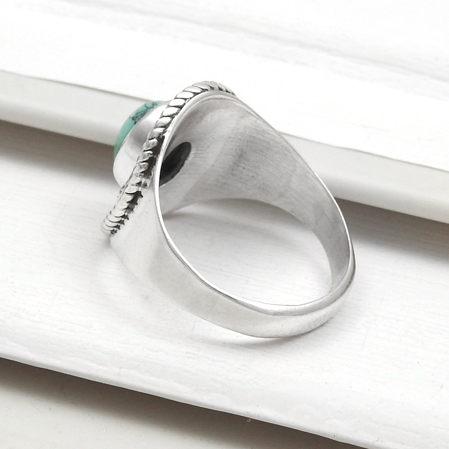 Turquoise Gemstone 925 Sterling Silver Throat Chakra Cocktail Ring
