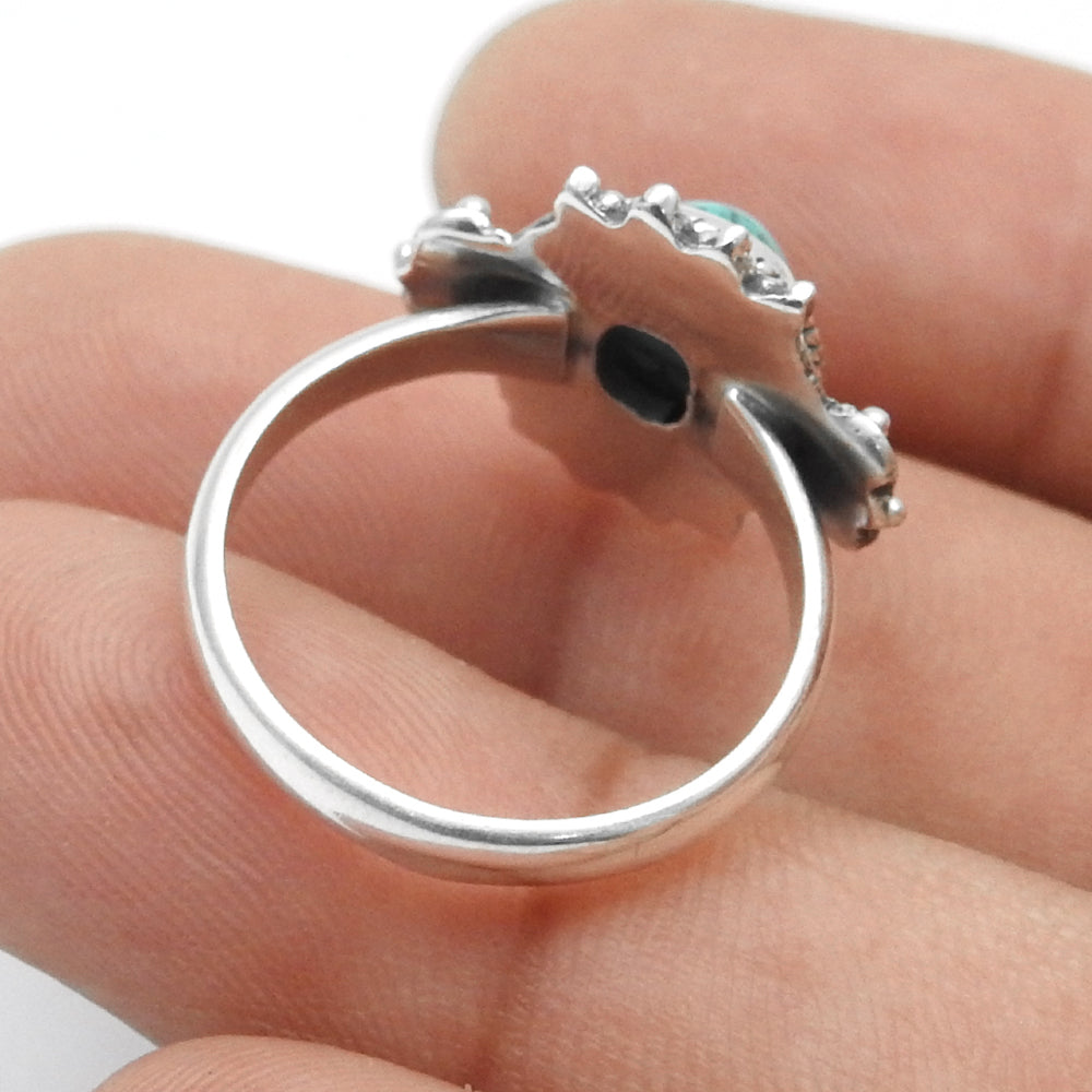 925 Sterling Silver Turquoise Gemstone Women Gift Statement Ring