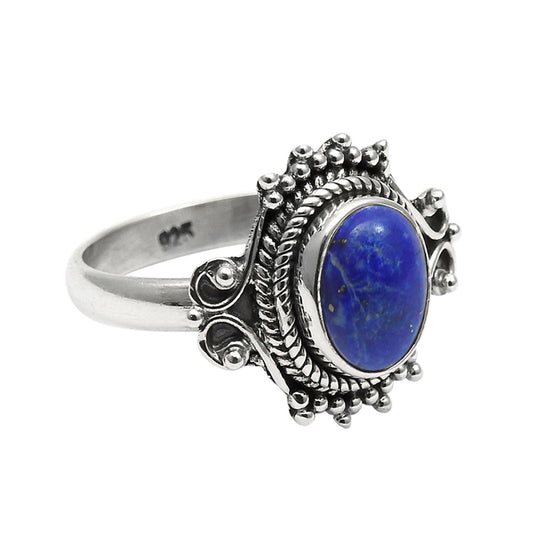 Natural Lapis Lazuli Anniversary Gift Cocktail Ring 925 Sterling Silver