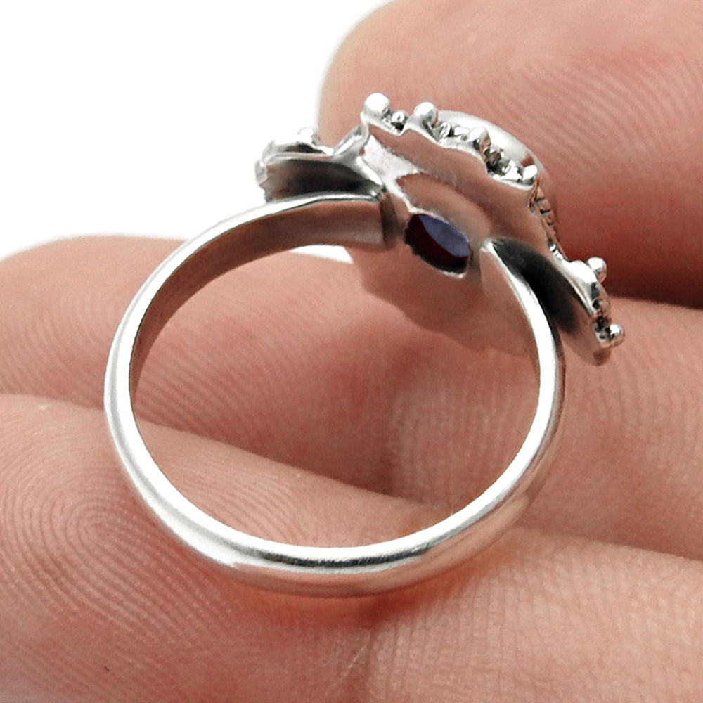Natural Lapis Lazuli Anniversary Gift Cocktail Ring 925 Sterling Silver