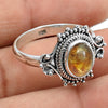 925 Sterling Silver Natural Amber Gemstone Trendy Statement Ring
