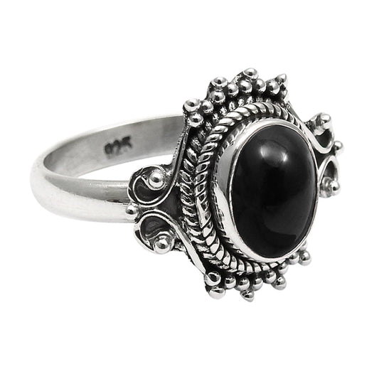 925 Sterling Silver Black Onyx Gemstone Anniversary Gift Ring