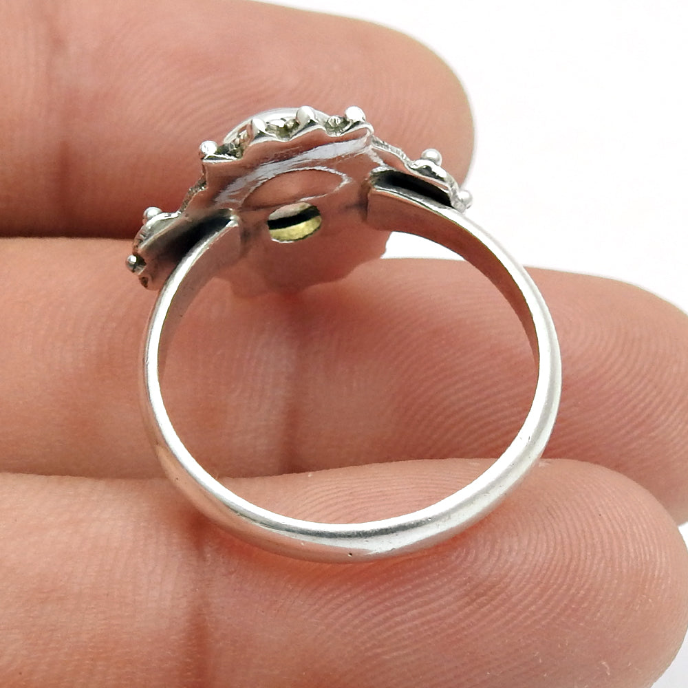 Oval Natural Rainbow Moonstone Sister Band Birthday Ring Sterling Silver