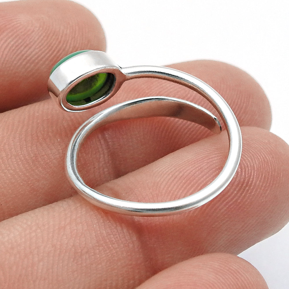 Chrysoprase Gemstone Friendship Day Statement Bezel Ring Sterling Silver