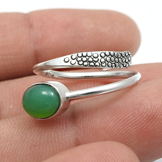 Chrysoprase Gemstone Friendship Day Statement Bezel Ring Sterling Silver