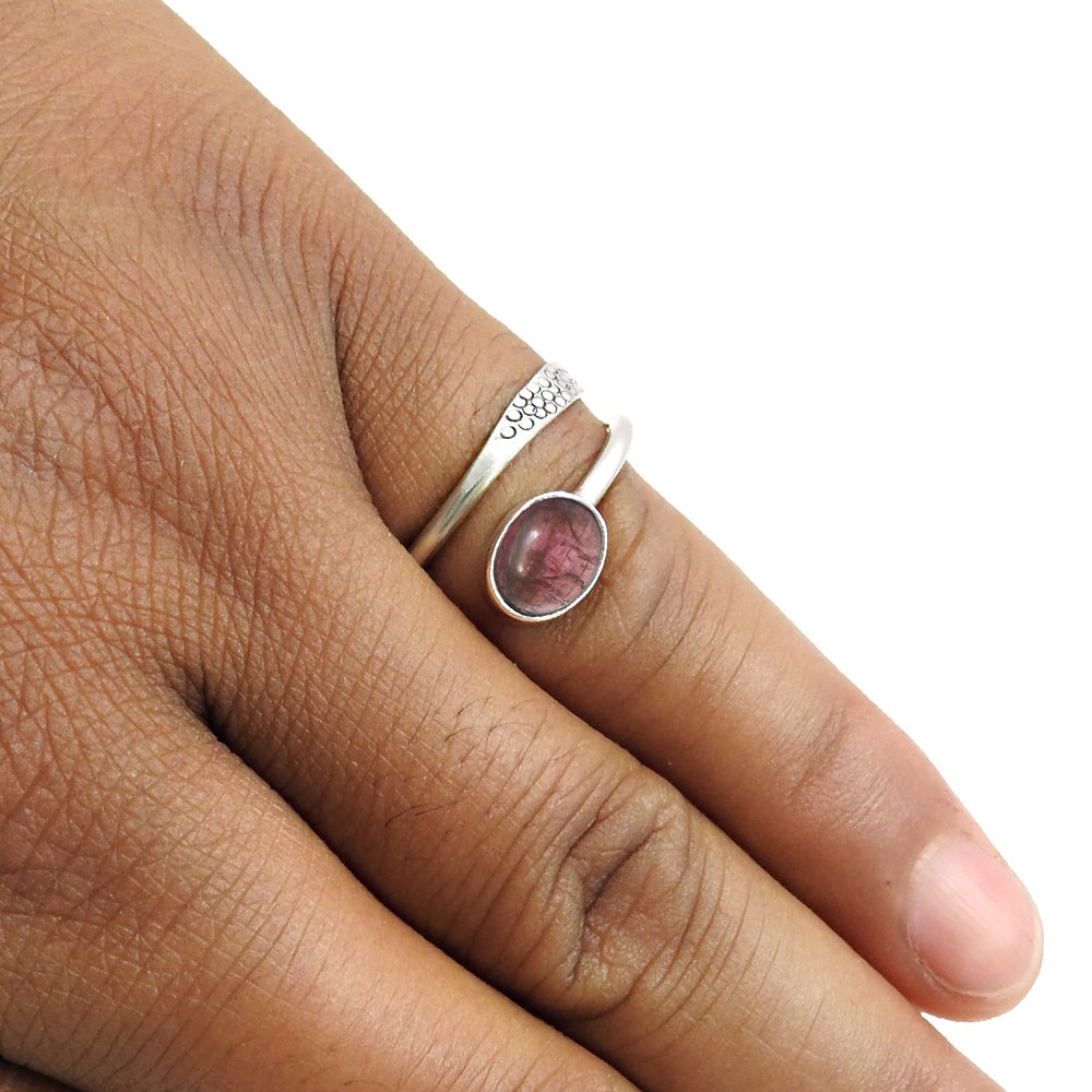 925 Sterling Silver Natural Pink Tourmaline Handmade Statement Ring