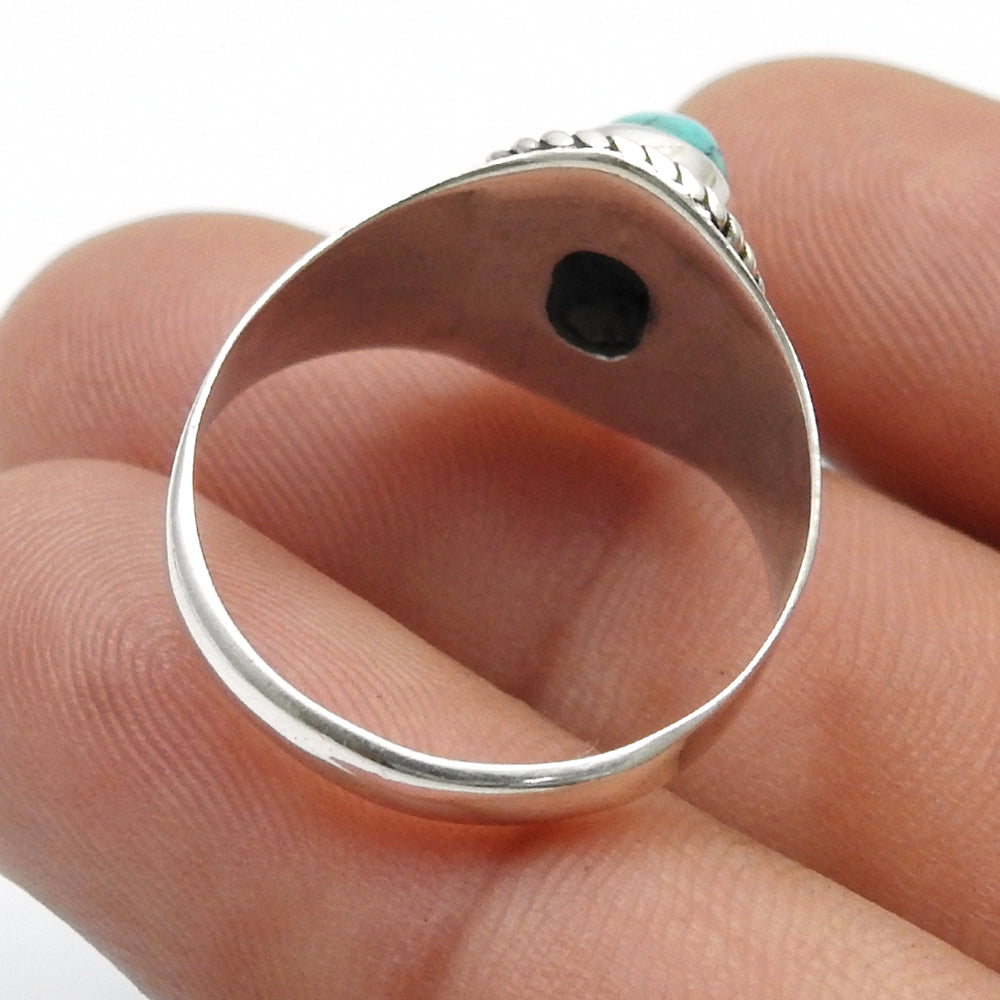 Friendship Day Deal Natural Turquoise Sterling Silver Wedding Cocktail Ring