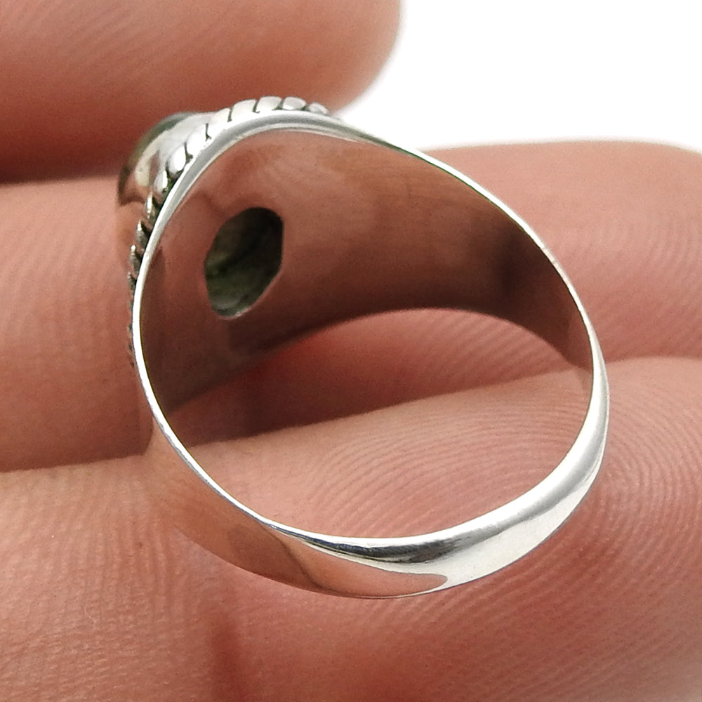 925 Sterling Silver Green Tourmaline Gemstone Statement Ring