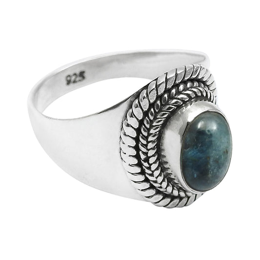Solid 925 Sterling Silver Blue Tourmaline Gemstone Ring