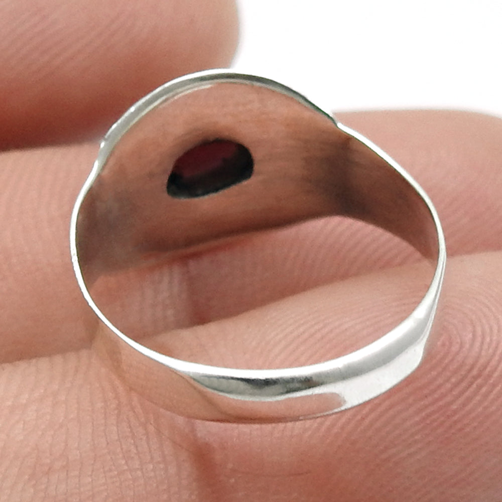 Sterling Silver Garnet Gemstone Band Best Sisters Gift Promise January Ring