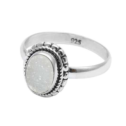 Sisters Day Deal Sterling Silver Oval Natural Druzy Daughter Statement Ring