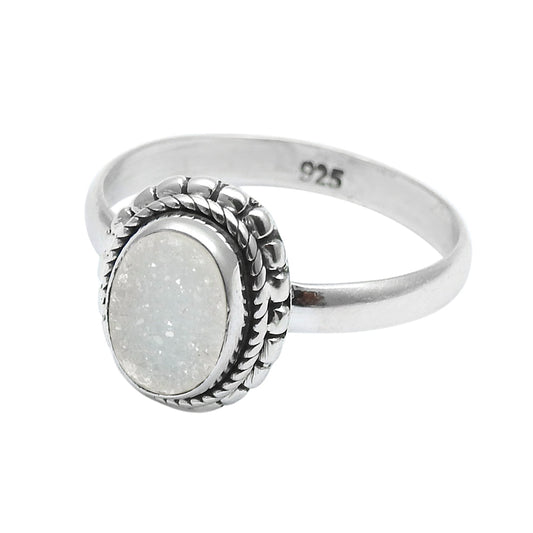 Sisters Day Deal Sterling Silver Oval Natural Druzy Daughter Statement Ring