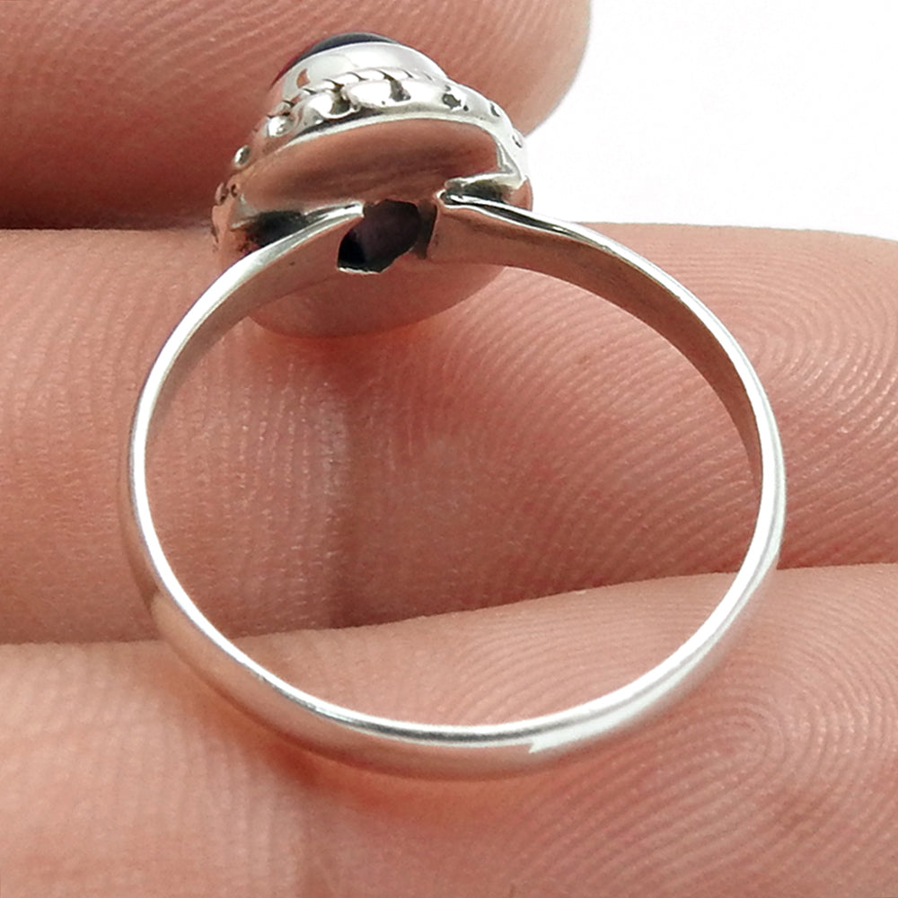 Oval Natural Labradorite Daughter Cocktail Bezel Boho Ring Sterling Silver