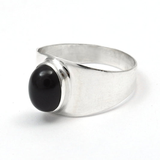Oval Black Onyx Stone Cocktail Birthday Boho Ring Jewelry 925 Solid Silver