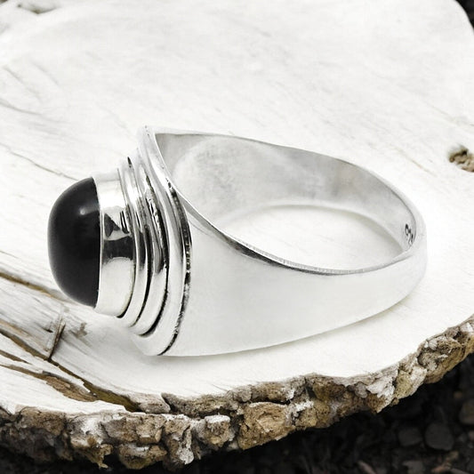 Black Onyx Gemstone 925 Silver Wife Boho Cocktail Bezel Daughters Day Ring