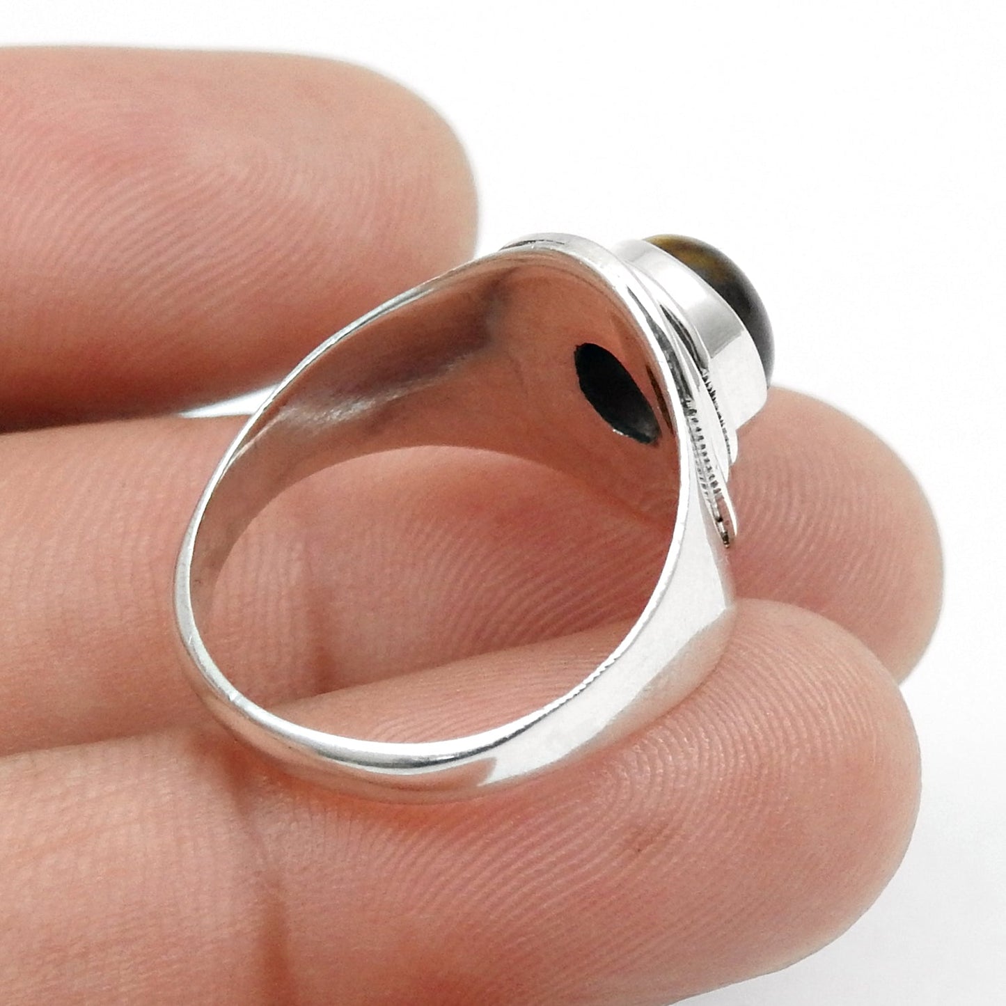 Tiger's Eye Gemstone Cocktail Mother Ring Jewelry Solid Sterling Silver