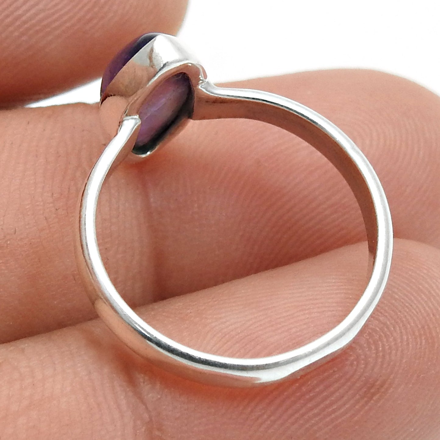 Amethyst Gemstone 925 Silver Mother Statement Boho Band Bezel Ring Jewelry