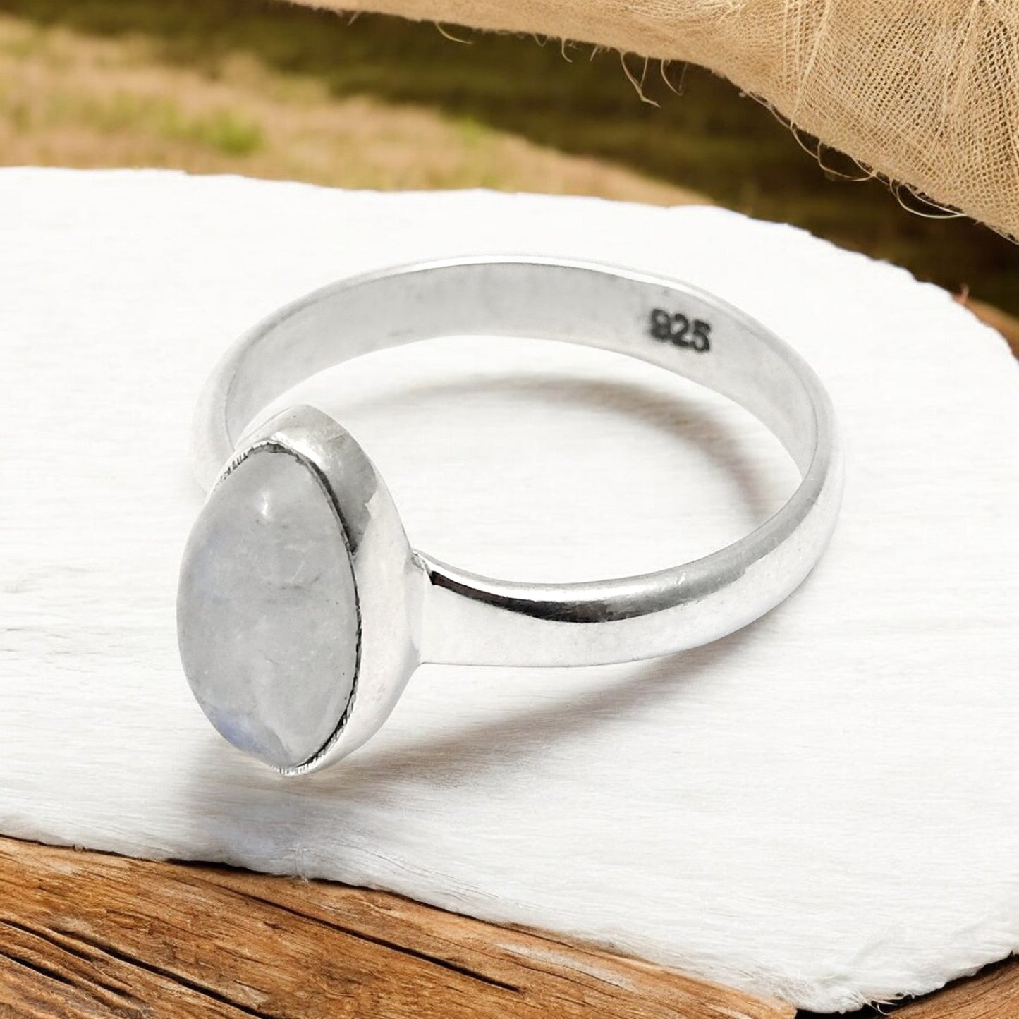 Marquise Natural Rainbow Moonstone 925 Solid Silver Band New Ring Jewelry