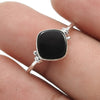 Square Black Onyx Stone Solid Sterling Silver Mother Band Promise Ring