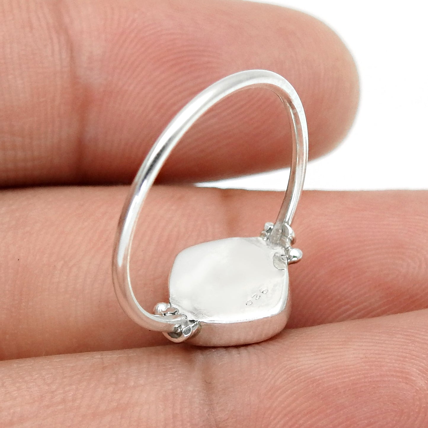 Natural Malachite Statement Band Bezel Promise Ring Solid Sterling Silver