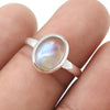 Natural Rainbow Moonstone Wedding Band Ring 925 Sterling Silver