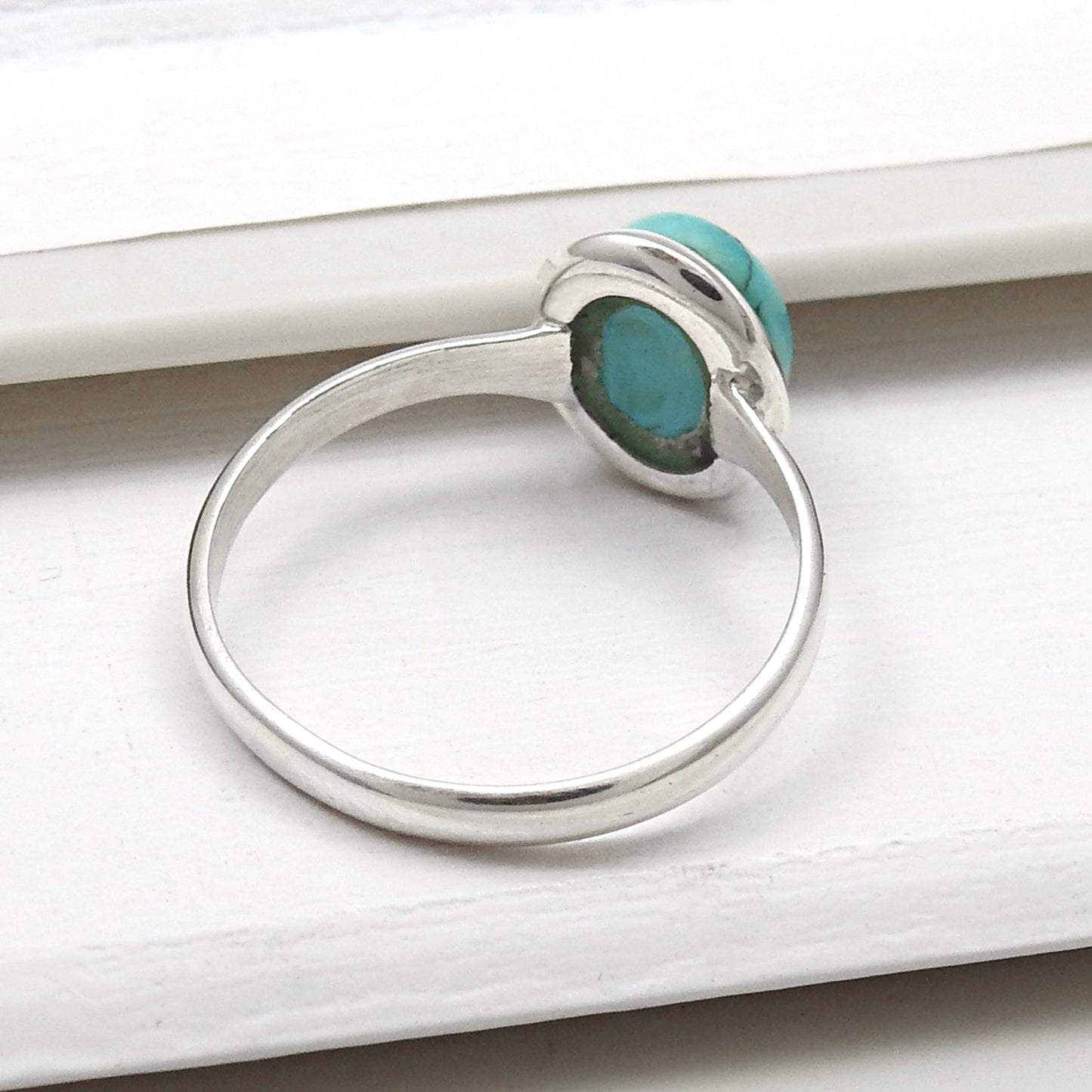 Natural Turquoise Gemstone 925 Sterling Silver Promise Band Ring Jewelry