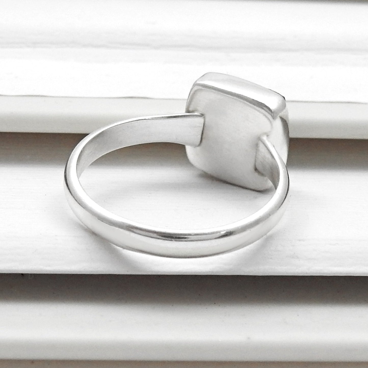 Natural Green Onyx 925 Sterling Silver Band Ring Women Gift