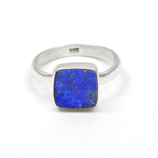 Natural Lapis Lazuli 925 Sterling Silver Women Gift Band Ring