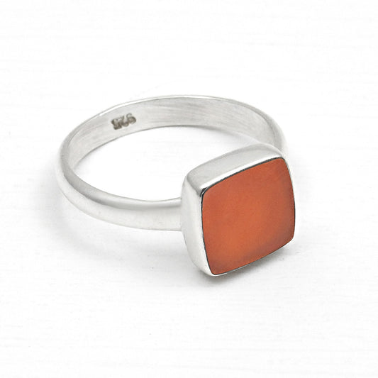 Women Gift Natural Carnelian 925 Sterling Silver Band Ring