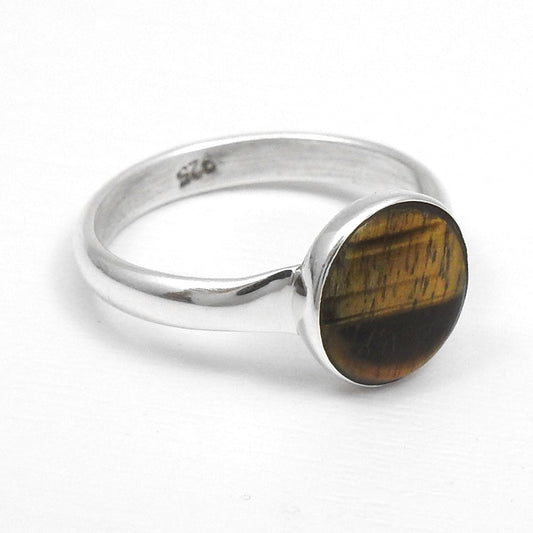 Tiger Eye Gemstone 925 Sterling Silver Promise Band Ring