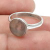 Round Rose Quartz Stone 925 Solid Silver Bezel Band Ring Jewelry