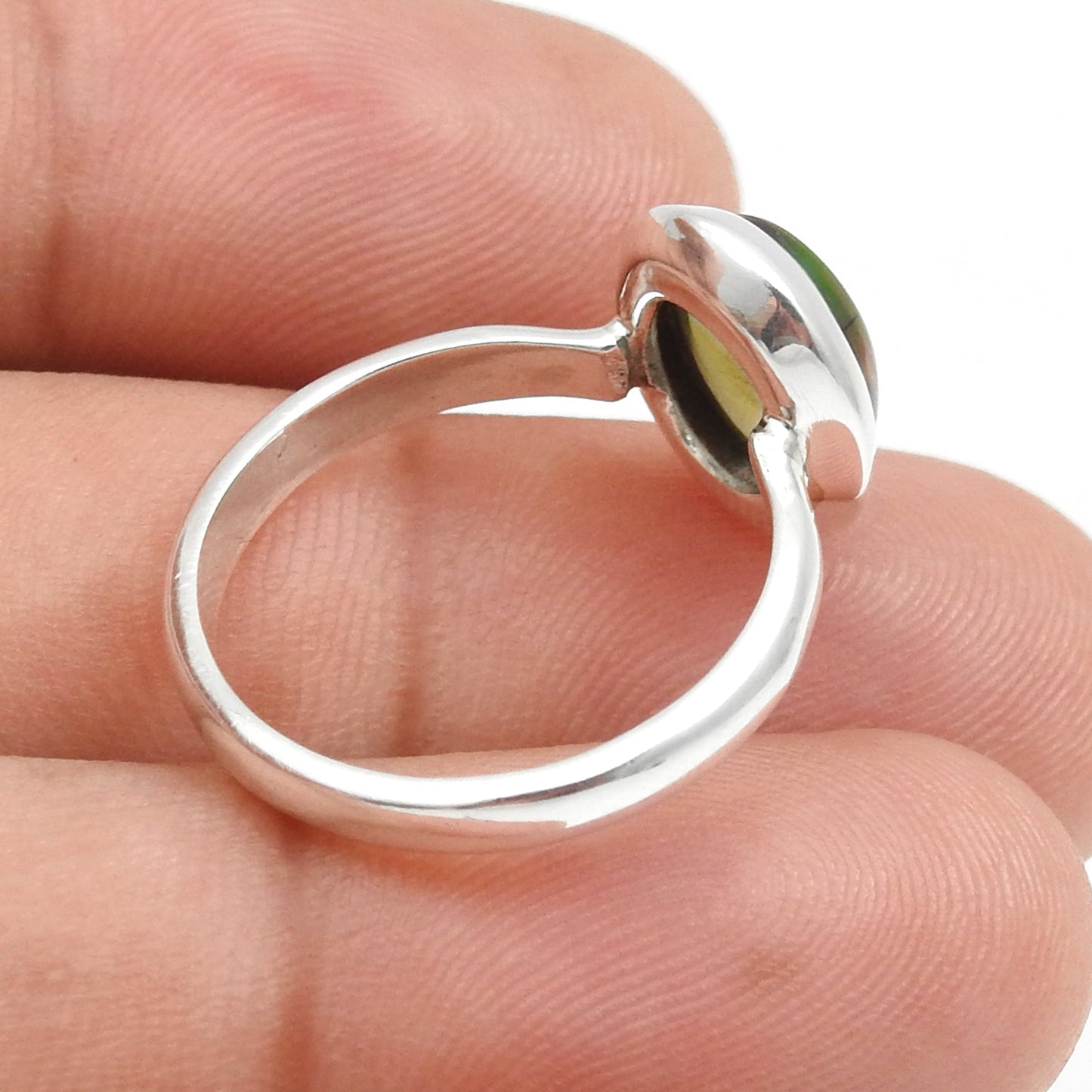 Black Opal Stone Solid Silver Sister Band Christmas Gift Engagement Ring Jewelry