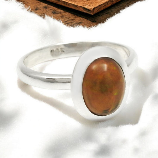 Black Opal Gemstone 925 Solid Silver Wife Statement Boho Cocktail Ring